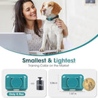Smallest No Shock Dog Training Collar for Small Dogs 5-15lbs, Lightest Dog Vibration Collar with Controller 2000FT, Beep and Vibrate Only, Safety Lock,No Prongs,Cyan