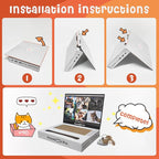 Cat Scratcher Laptop Cat Toy with 'Mouse' Jingle Ball, Stickers, 3-in-1 Cardboard Cat Interactive Toy, Kitten Cardboard Scratching Pad