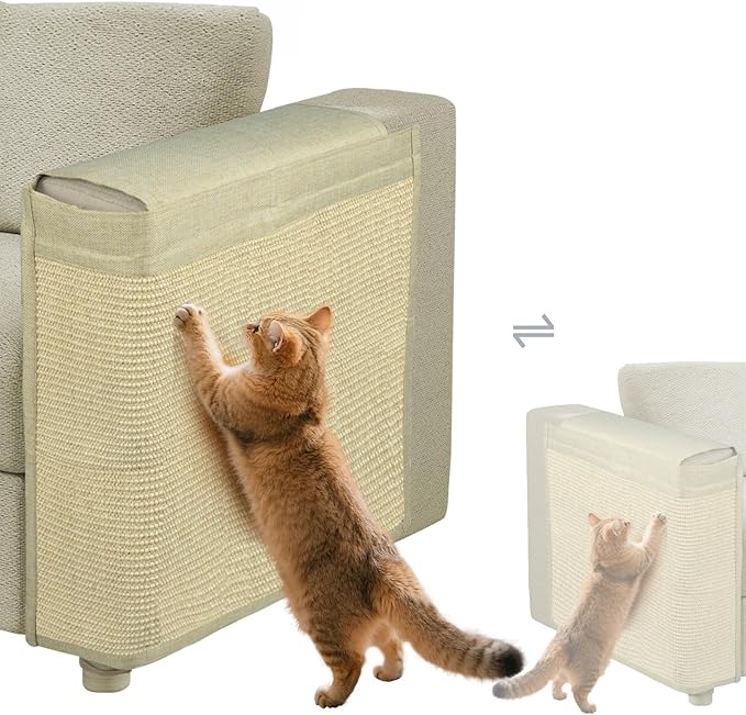Couch Protector from Cat Claws,Dual-Sided Fit for Left & Right Sofa Arms, Multiple Colors to Blend with Any Home Decor, Couch Corner Protectors for Cats and Cat Scratch Furniture Protector(Warm Beige)