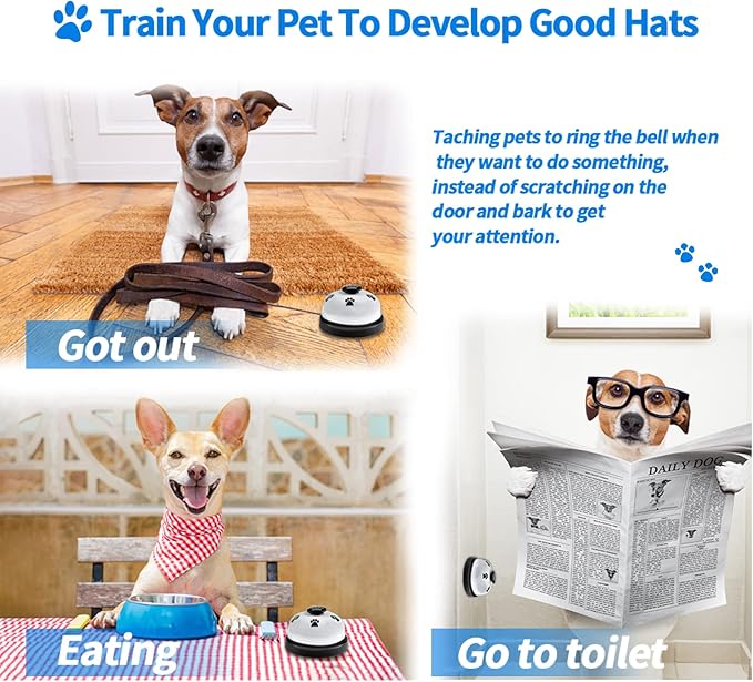 3 Pack Dog Doorbells, Pet Training Bells for Outside Potty Training and Communication, Bell for Dog Cat Puppy Interactive Toys (White, 3 Pack)