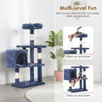 PayLessHere Cat Tree 36in Cat Tower with Cat Scratching Post, Cat Condo Stand House Furniture Kitty Activity Center with Furry Toys Cat Tree for Indoor Cats,Navy Blue