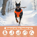 DENTRUN Winter Warm Dog Coat Reflective Jacket with Turtleneck for Cold Weather, Adjustable Buckle Windproof Water Repellent, Thick Snowsuit Fleece Vest for Small, Medium, Large Dogs, Orange, XXXL