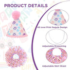 Dog Birthday Bandana with Hat and Dress Girl Set Puppy Birthday Party Supplies Cute Tutu Skirt Outfit for Small Medium Large Dogs Decorations(Purple) (Rose red)