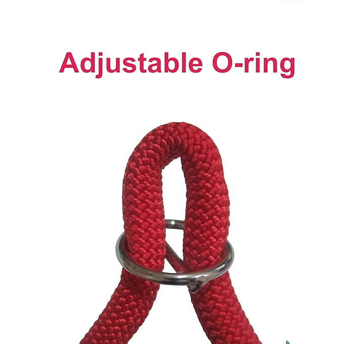 Braided Round Martingale Dog Collar, Training Collar with Slidable Stop Ring - Ideal for Large Dogs (XL(1/2") - 26" Long, Red)