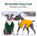 Lelepet Reversible Dog Coat Waterproof Dog Jacket Windproof Puffer Vest for Winter Warm Lightweight Coats for Small Dogs Adjustbale Hook & Loop Pet Apparel with Leash Hole, Chihuahua, Green, XS