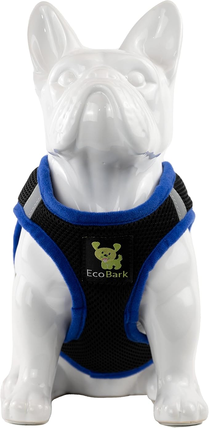 EcoBark Step in Dog Harness - Eco-Friendly Dog Harnesses for for Small & Medium Breed Dogs - Reflective and Adjustable Chest Body Halter Vest -Soft Luxurious Mesh (Black and Teal, XL)