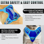 BARKBAY No Pull Dog Harness Large Reflective Dog Harness with Front Clip and Easy Control Handle for Walking Training Running with ID tag Pocket(Sapphire Blue & Blue,S)