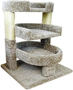 New Cat Condos Solid Wood Large Triple Cat Tree-Brown