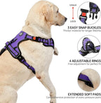 NESTROAD No Pull Dog Harness,Adjustable Oxford Dog Vest Harness with Leash,Reflective No-Choke Pet Harness with Easy Control Soft Handle for Small Medium Dogs(Medium,Purple)