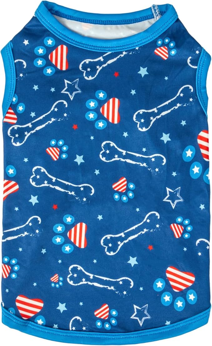 CuteBone 4th of July Dog Shirts 2-Pack Soft Pet Clothes Breathable Summer Vest for Small Puppy and Stretchy Cat Apparel 2BX17XL