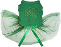Petitebella Green Sequins Clover Puppy Dog Dress (Green/Green, Large)