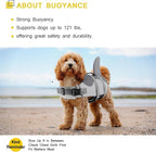 ASENKU Dog Life Jacket - Pet Safety Vest for Swimming & Boating, Shark Life Jacket with Floatation, Dog Lifesavers Swimsuits for Small Medium Large Dogs (Grey, XS)