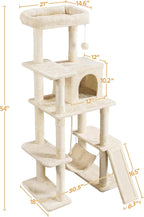 Yaheetech 54in Sturdy Cat Tree for Large Cats, Multi-Level Kitten Condo with Scratching Posts, Hammock & Top Perch, Indoor Pet Furniture for Kitties to Play, Climb, Scratch & Sleep, Beige