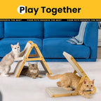 A-Frame Cat Scratching Board, Recycled Cardboard & Wood Frame, Dual-Sided Vertical Horizontal Cat Scratcher for Indoor Kittens, Ideal for Multiple Cats- 2 Pack, Light Wood, Small