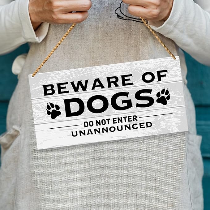 Do Not Enter Unannounced, Beware of Dog Sign for Home Front Door Decor