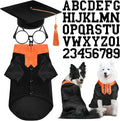 5 Pcs Dog Graduation Costume Set Include 2026 Pet Graduation Gown with Stole Puppy Grad Cap Lensless Glasses DIY Letter Stickers for Dogs Cats Holiday Costume Accessory(Black Orange,XL)