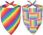ADOGGYGO Rainbow Dog Bandana, Holiday Pet Scarf, Adjustable Fit Colorful Rainbow Bandanas for Medium Large Dogs Pets (Large)