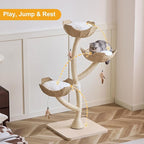 52” Tall Modern Cat Tree Tower for Large Cats| Cat Scratching Posts with Hand Woven Baskets and Mats| Luxury Cat Condo for Multiple Cats | Cat Furniture for Gifts （52” Natural）