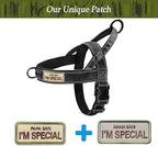 No Pull Dog Harness Black for Small Medium Large Sized Dog, Reflective Escape Proof Adjustable Dog Harnesses with 2 Patch, XL