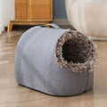 Cat Cave Bed——Soft and Cozy Pet Hideaway for Kittens and Puppies, Cat Bed Cave Perfect for Small Pets, Cave Cat Bed for Comfort and Warmth, Ideal for Snuggling and Resting. (Grey+Coffee)