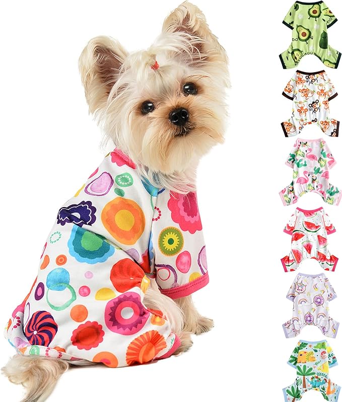 Dog Pajamas for Small Dogs Boy Girl, Dog Clothes Tiny Chihuahua Yorkie Spring Summer Shirt, Cute Puppy Outfit Pjs Jumpsuit Cat Onesie Apparel Pet Clothes