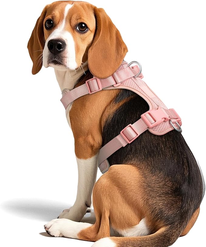 Wisedog Dog Harness Medium Sized, Pet Vest with Front Clip, Adjustable Puppy Harness with 3 Fast Release Buckles[Easy to Put on & Take Off] (Pink, M)