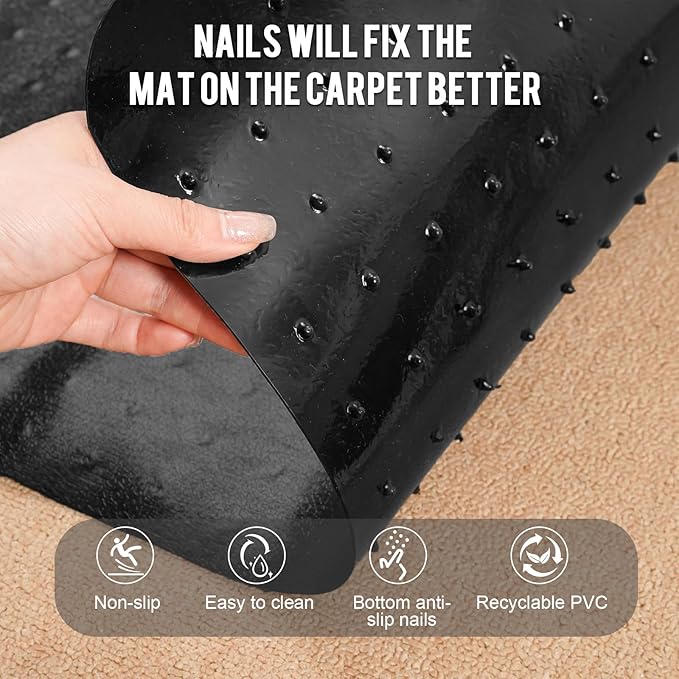 Uross Carpet Protector for Pets -3.6FT Black Round Corner Plastic Under Door Cat Carpet Protector for Doorway, Anti Cat Scratch Carpet Protector Mat, Stop Cats from Scratching