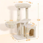 Yaheetech Cat Tree, Multi Level Climbing Tower for Indoor Cats, Pet Activity Center Scratching Post Indoor Furniture Bed with Basket for Kittens, Beige