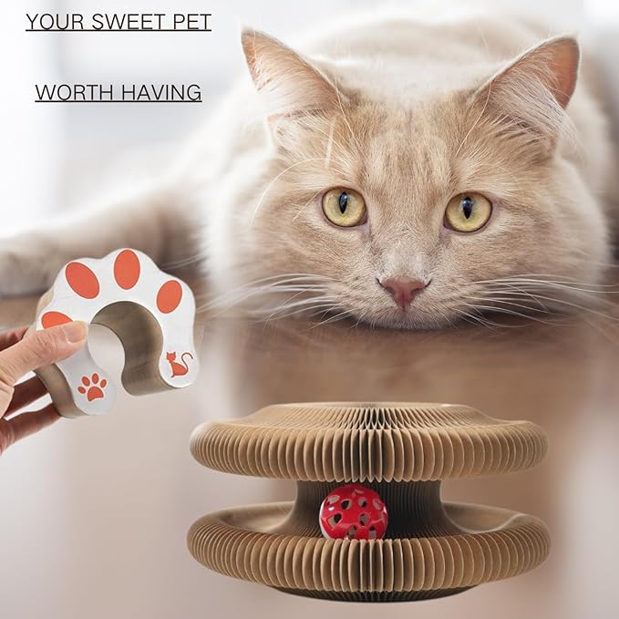 Magic Organ Cat Scratcher Board, Cardboard Cats Toy with Bell, Magic Organ Toy, Recyclable and Durable, Suitable for Indoor pet Interactive Exercise