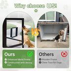 Outdoor Dog House with Door Weatherproof Dog Kennel Chew-Proof Metal Frame Openable Roof for Easy Cleaning