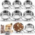 Zubebe Stainless Steel Hanging Dog Crate Bowls, Non-Spill Kennel Food Water Bowls with Screw Clamp Attach Holders, Removable Mountable Metal Cage Feeder for Pet(41 Oz,19 oz)