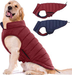 Lelepet Reversible Dog Coat Waterproof Dog Jacket Windproof Puffer Vest for Winter Warm Lightweight Coats for Large Dogs Adjustbale Hook & Loop Pet Apparel with Leash Hole, Pitbull, Wine Red, XL