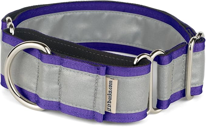If It Barks - 1.5" Reflective Martingale Collar for Dogs - Adjustable - Made in USA - Strong, Durable, and Comfy - Ideal for Training - Suitable for Most Breeds - Large, Purple