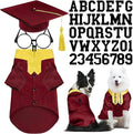 5 Pcs Dog Graduation Costume Set Include 2026 Pet Graduation Gown with Stole Puppy Grad Cap Lensless Glasses DIY Letter Stickers for Dogs Cats Holiday Costume Accessory(Maroon Yellow,XL)