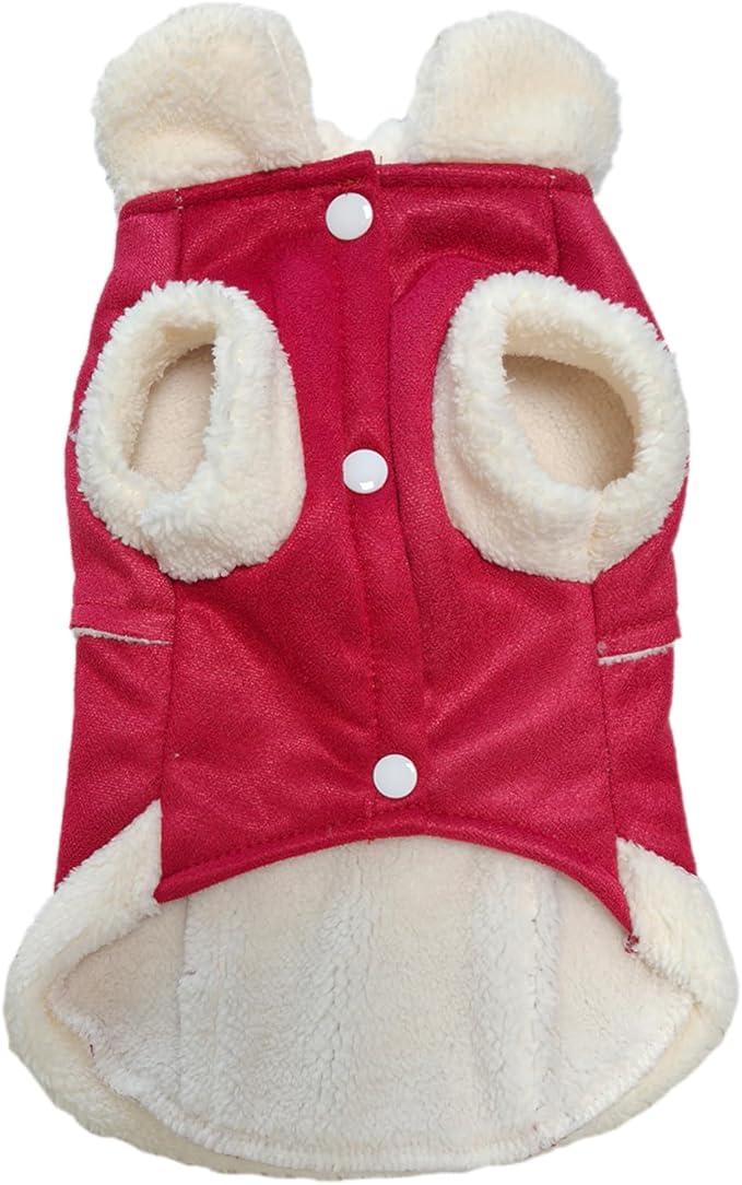 Jecikelon Bowtie Dog Cold Weather Coat Fleece Lining Warm Pet Puppy Turtleneck Dogs Winter Clothes for Small Dogs with D-Ring (Red, X-Small)