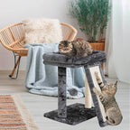 SYANDLVY Small Cat Tree with Perch, Cat Scratching Board for Indoor Cats, Scratching Post with 2 Dangling Balls, Great for Kittens (Smoky Grey)