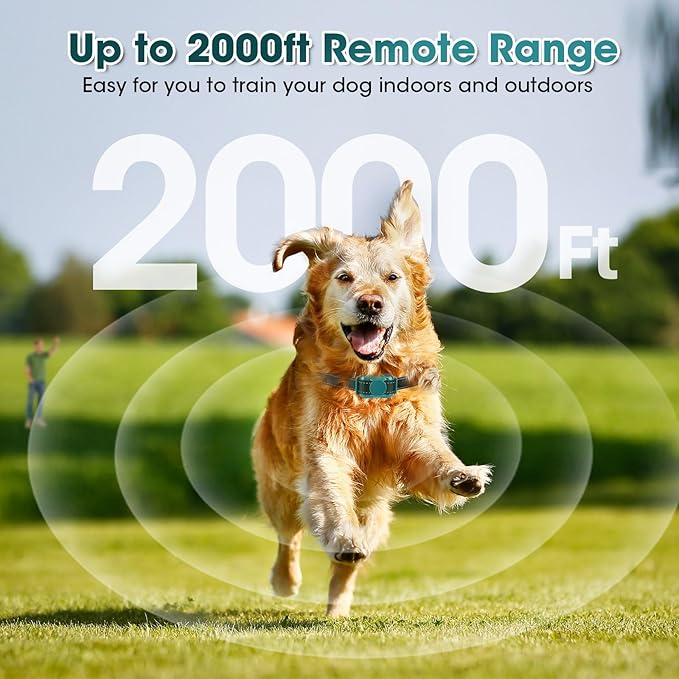 Ultra-Small Dog Shock Collar, Ultra-Thin & Light Dog Training Collar with Remote for Small Dogs 5-15lbs & Medium Large Dogs, 2000ft Range, Waterproof, Rechargeable,Cyan