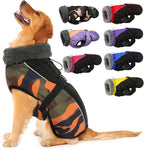 IECOii Extra Warm Dog Coat - Adjustable Winter Jacket with Buckle, Fleece Turtleneck, Reflective Accents, Orange Camo for Small to Extra Large Dogs