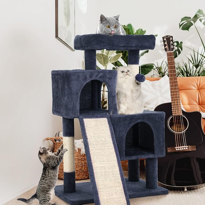 Cat Tree for Indoor Cats, 36in Cat Tower Multi-Level Cat Condo with Sisal Scratching, Scratching Board, Dangling Ball, Extra Large Perch for Cats and Kittens (Dark Grey)