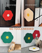 Wall Mount Cat Scratching Pads 3-Pack - Flower Design in Sunny Egg, Red & Green, Easter Gift for Cat Lovers, Space-Saving Home Decor that Saves Furniture