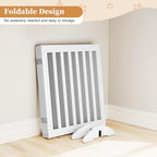 24”H Freestanding Dog Gates for The House, Wooden Pet Gates for Doorways, Extra Wide Dog Gate for Stairs, Support Feet Included, 80 inch Wide 4 Panels, Indoor Use, White