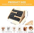 2-Pack Wooden Dog Ramp for Stairs - Natural Pine Wood Pet Step Ramp with Anti-Slip Bone Strips & Felt Padding, Stair Wedge for Small Medium Dogs, Indoor Home Safety Access for Injured Dogs