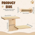 Novabright 3 Pcs Cat Wall Shelves Set, Double-Layer Platform Cat Wall Furniture & 2 Wood Scratching Steps, Wall-Mounted Space-Saving Climbing System for Indoor Kitty, Easy Install