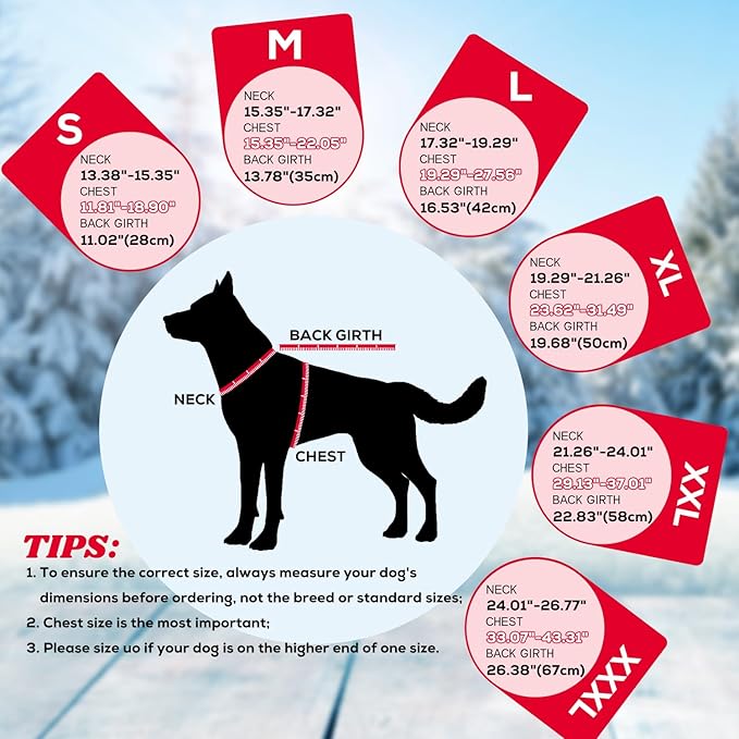 EMUST Dog Coat for Winter, Cozy Winter Jackets for Small/Medium/Large Dogs, Solid Color Dog Apparel for Cold Weather with Fleece Lining, Red, XXXL