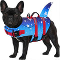 ASENKU Dog Life Jacket - Pet Safety Vest for Swimming & Boating, Shark Life Jacket with Floatation, Dog Lifesavers Swimsuits for Small Medium Large Dogs (GradStar, S)