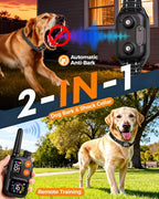 2-in-1 Dog Shock & Bark Collar with Remote – 4500FT Anti-Barking E Collars for Dog Training, IP67 Waterproof for Small Medium Large Breed (8-120Lbs)