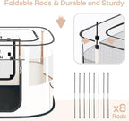Dog Play Pen with Waterproof pad,Portable Dog Crates for Medium Dogs Kennel Tent,Dog Cages Indoor Breathable Mesh Collapsible Dog House Travel Playpen for Dogs Indoor & Outdoor(Medium, Beige)