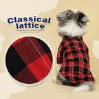 Paiaite Plaid Dog Shirt: Classic Checkered Style in Cotton for Large, Medium, and Small Breeds, Comfort, Breathability, and Elegance Dog Clothes. Perfect for Everyday Wear, and Photoshoots Red L