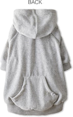Cooper II Organic Cotton Velour Dog Hoodie Pet Coat for Small, Medium and Large Dogs, Light Heather Gray, Large