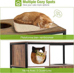 GUTINNEEN Cat Litter Box Enclosure Cat Tree with Hidden Litter Box Furniture with Scratching Post, Hammock, and Mat 57.5 Inch (Brown)